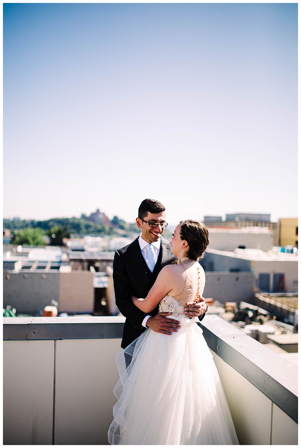 rooftop, first look, offbeat bride, seattle aquarium, aquarium wedding, seattle engagement, seattle bride, seattle groom, julia kinnunen photography, destination wedding, seattle wedding, wedding photography, newlyweds, diy wedding, flying anchor event design, seattle bride magazine, urban wedding, evening wedding