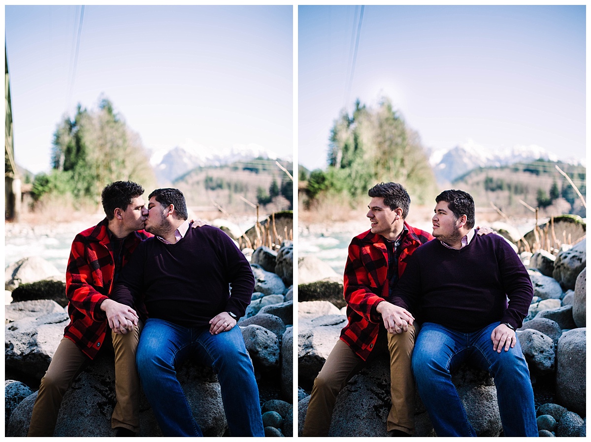 gay wedding, offbeat bride, lgbt wedding, two grooms, cascade mountains, index, small town, engagement session, julia kinnunen photography, destination wedding, seattle wedding, wedding photography, newlyweds, same sex wedding, adventure session