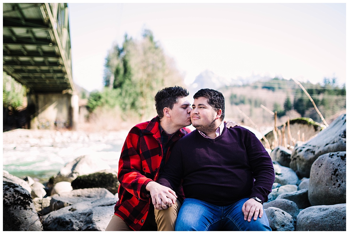 gay wedding, offbeat bride, lgbt wedding, two grooms, cascade mountains, index, small town, engagement session, julia kinnunen photography, destination wedding, seattle wedding, wedding photography, newlyweds, same sex wedding, adventure session