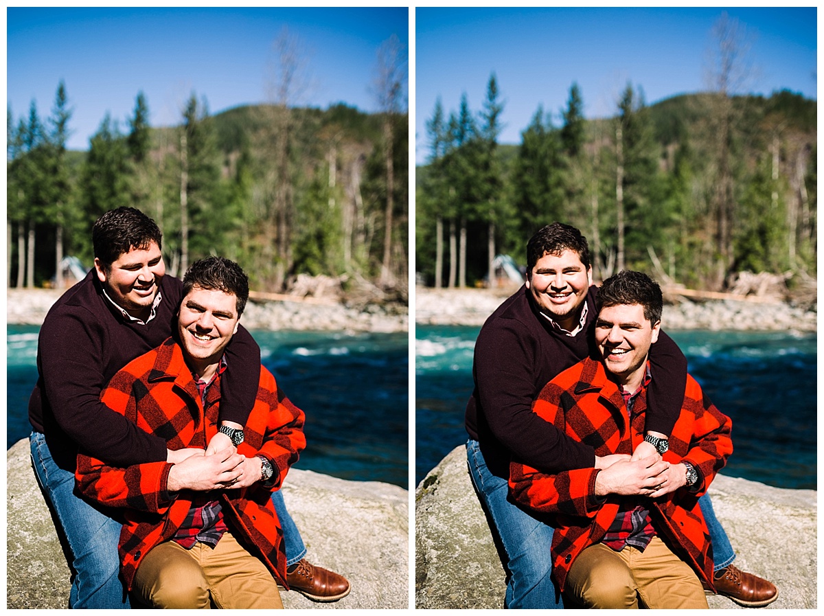 gay wedding, offbeat bride, lgbt wedding, two grooms, cascade mountains, index, small town, engagement session, julia kinnunen photography, destination wedding, seattle wedding, wedding photography, newlyweds, same sex wedding, adventure session