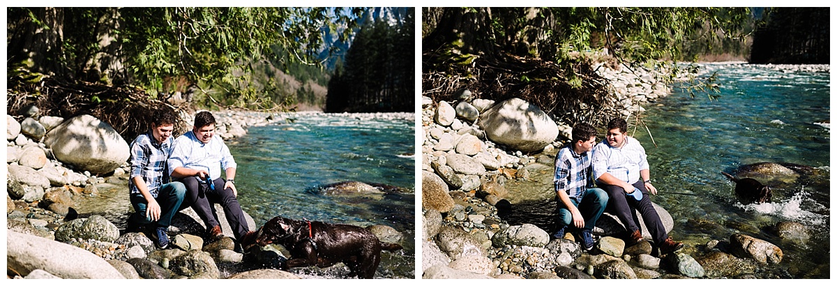 gay wedding, offbeat bride, lgbt wedding, two grooms, cascade mountains, index, small town, engagement session, julia kinnunen photography, destination wedding, seattle wedding, wedding photography, newlyweds, same sex wedding, adventure session