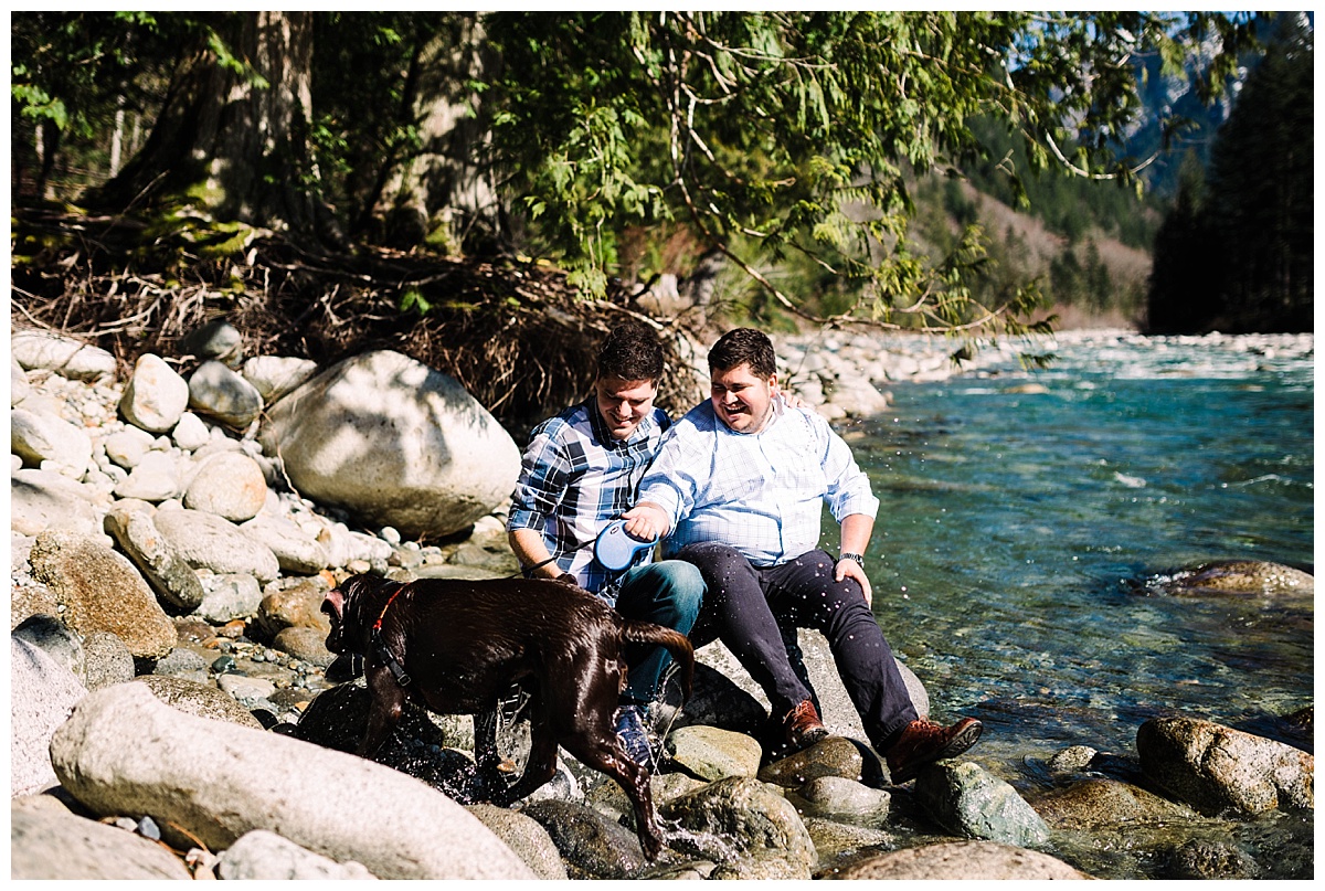 gay wedding, offbeat bride, lgbt wedding, two grooms, cascade mountains, index, small town, engagement session, julia kinnunen photography, destination wedding, seattle wedding, wedding photography, newlyweds, same sex wedding, adventure session