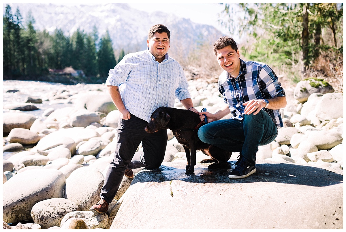 gay wedding, offbeat bride, lgbt wedding, two grooms, cascade mountains, index, small town, engagement session, julia kinnunen photography, destination wedding, seattle wedding, wedding photography, newlyweds, same sex wedding, adventure session