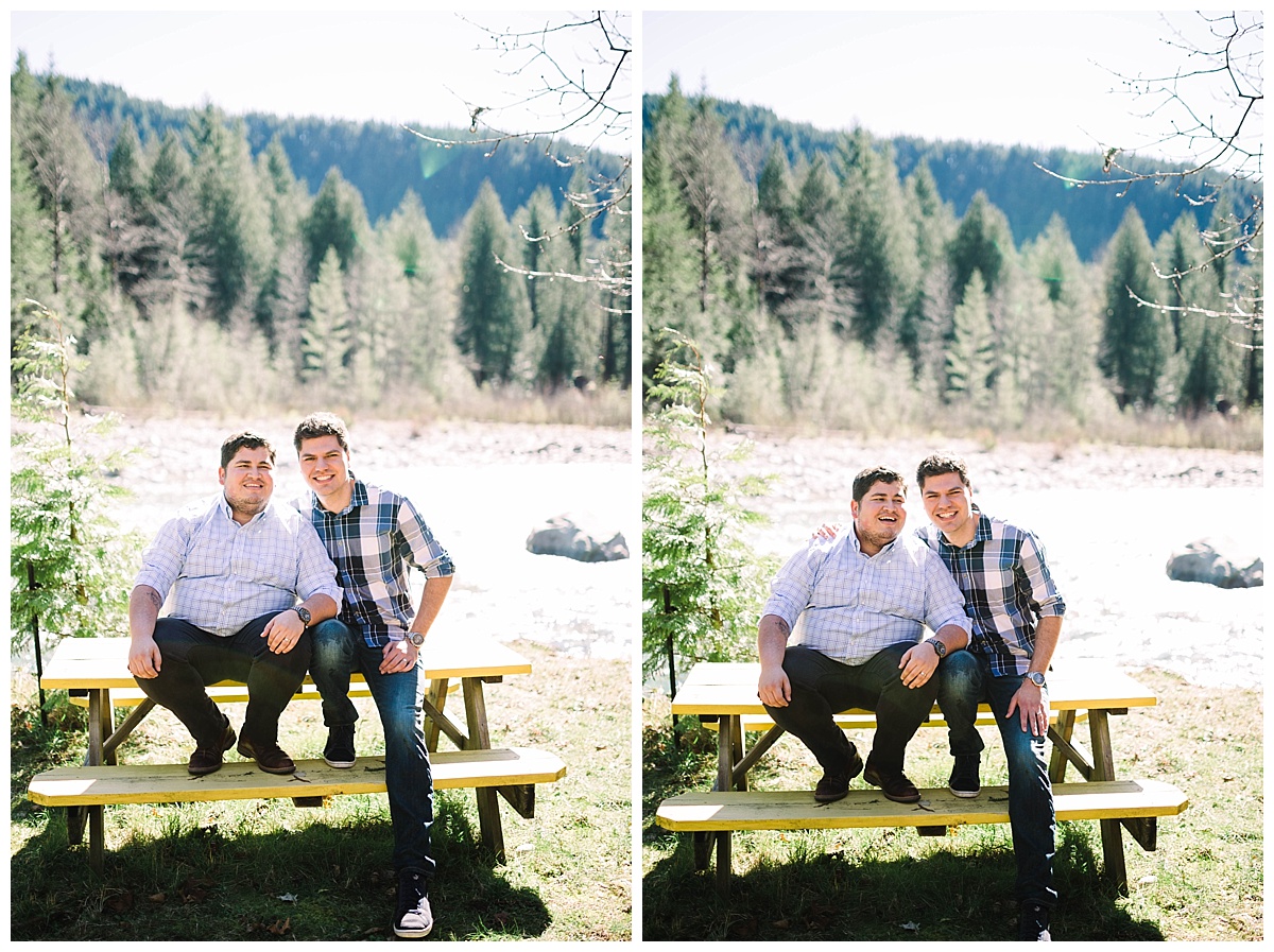 gay wedding, offbeat bride, lgbt wedding, two grooms, cascade mountains, index, small town, engagement session, julia kinnunen photography, destination wedding, seattle wedding, wedding photography, newlyweds, same sex wedding, adventure session