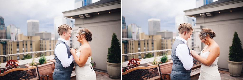 julia kinnunen photography, wedding, seattle, first look, hotel sorrento, same sex wedding