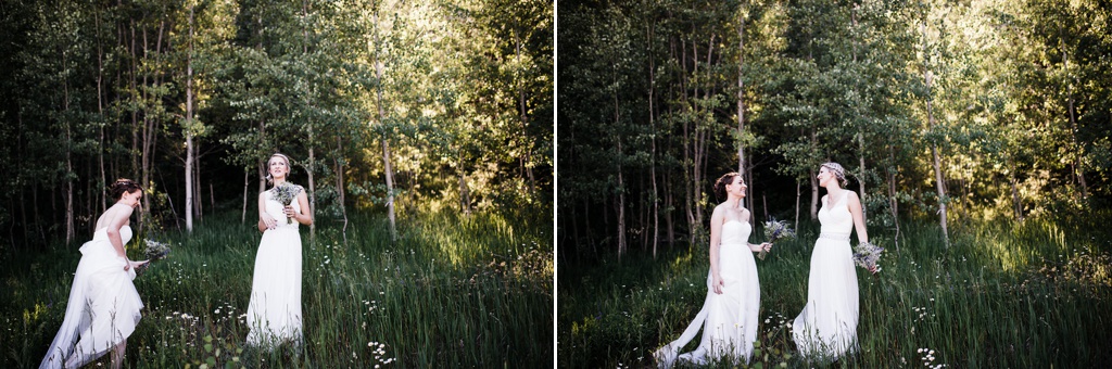 lesbian wedding, offbeat bride, lgbt wedding, gay wedding, two brides, silverpick lodge, durango, julia kinnunen photography, destination wedding, colorado wedding, seattle wedding, wedding photography, bride, newlyweds, portraits, wives, same sex wedding