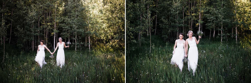 lesbian wedding, offbeat bride, lgbt wedding, gay wedding, two brides, silverpick lodge, durango, julia kinnunen photography, destination wedding, colorado wedding, seattle wedding, wedding photography, bride, newlyweds, portraits, wives, same sex wedding