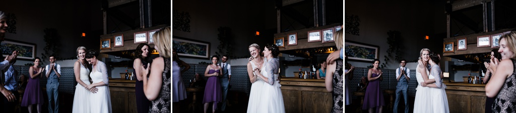 lesbian wedding, offbeat bride, lgbt wedding, gay wedding, two brides, silverpick lodge, durango, julia kinnunen photography, destination wedding, colorado wedding, seattle wedding, wedding photography, bride, newlyweds, wives, sows ear, reception, dinner party, details, first dance, same sex wedding