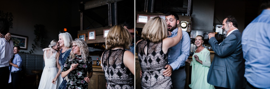 lesbian wedding, offbeat bride, lgbt wedding, gay wedding, two brides, silverpick lodge, durango, julia kinnunen photography, destination wedding, colorado wedding, seattle wedding, wedding photography, bride, newlyweds, wives, sows ear, reception, dinner party, first dance