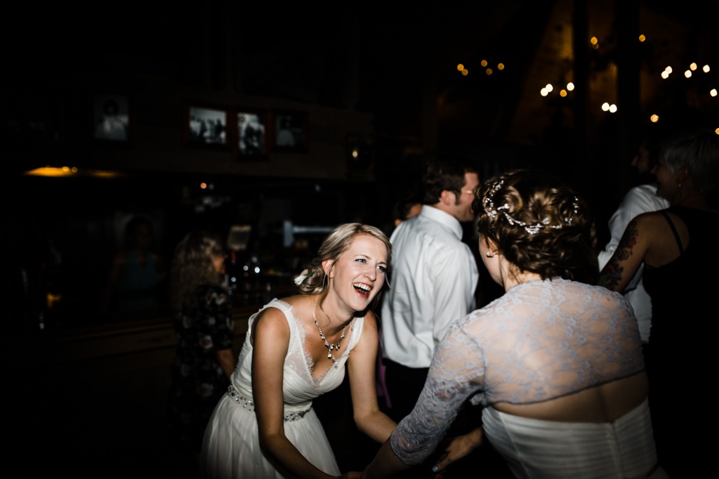 lesbian wedding, offbeat bride, lgbt wedding, gay wedding, two brides, silverpick lodge, durango, julia kinnunen photography, destination wedding, colorado wedding, seattle wedding, wedding photography, bride, newlyweds, wives, sows ear, reception, dance party