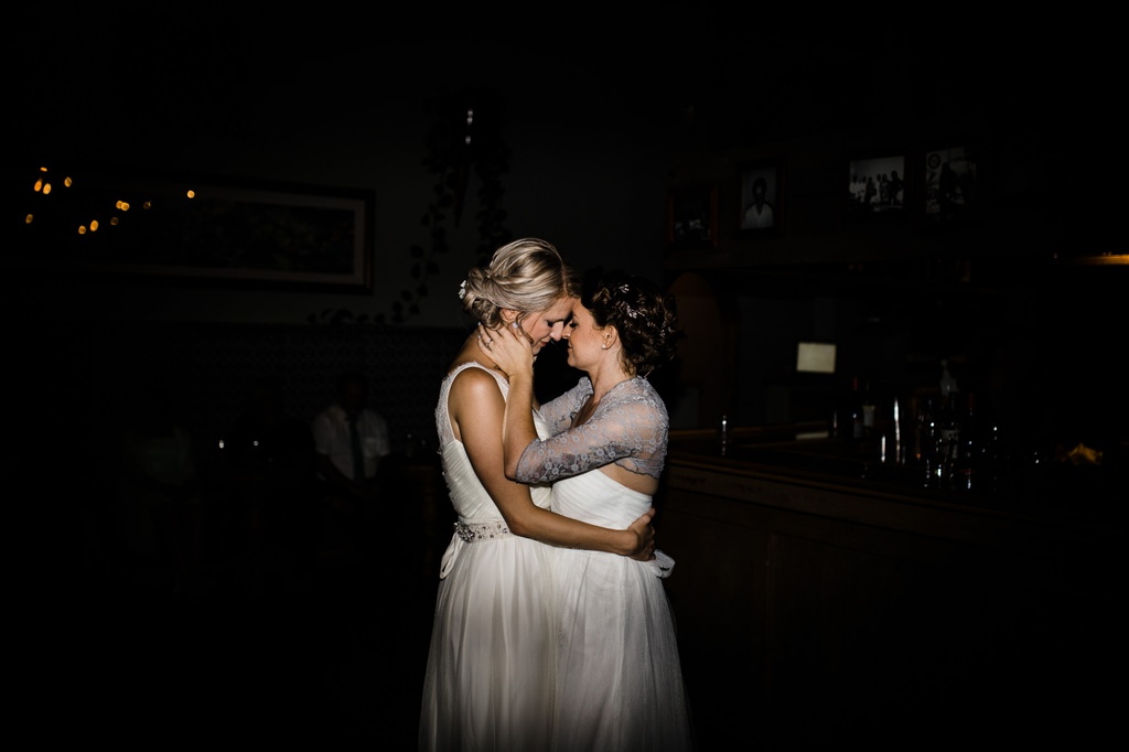 lesbian wedding, offbeat bride, lgbt wedding, gay wedding, two brides, silverpick lodge, durango, julia kinnunen photography, destination wedding, colorado wedding, seattle wedding, wedding photography, bride, newlyweds, wives, sows ear, reception, dance party