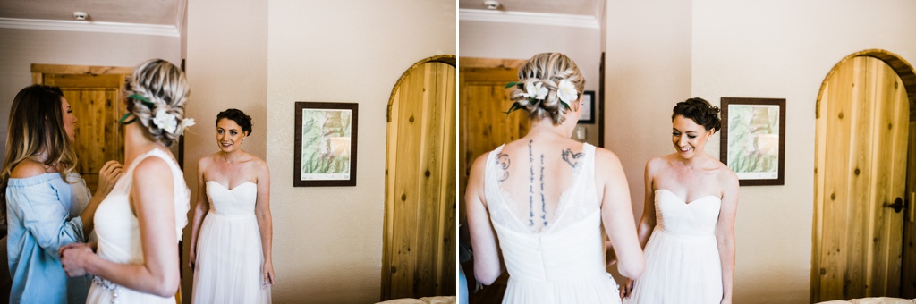 lesbian wedding, offbeat bride, lgbt wedding, gay wedding, two brides, silverpick lodge, durango, julia kinnunen photography, destination wedding, colorado wedding, seattle wedding, wedding photography, bride, newlyweds, prep, details, getting ready, same sex wedding