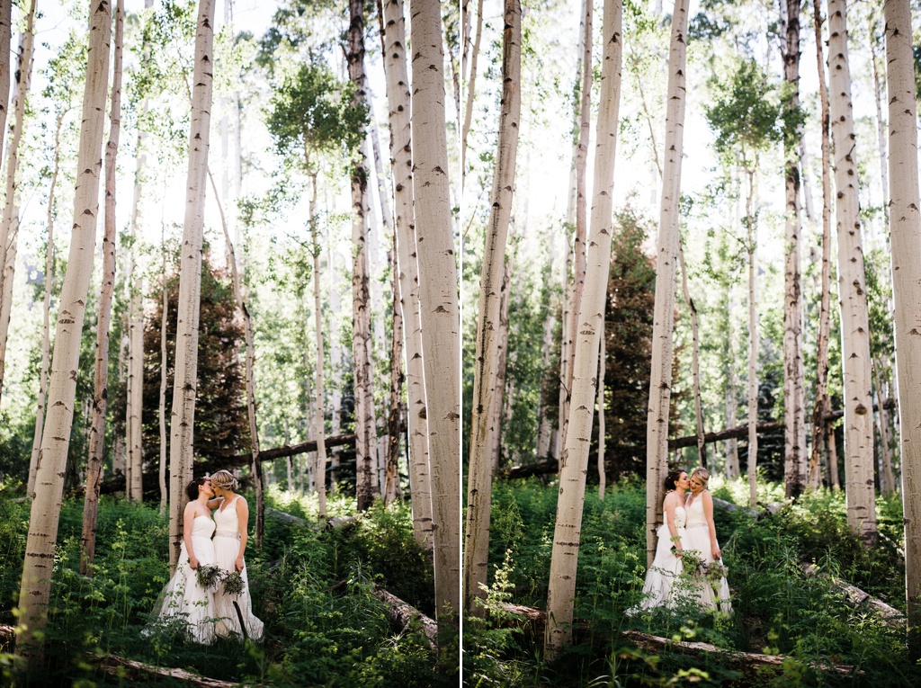 lesbian wedding, offbeat bride, lgbt wedding, gay wedding, two brides, silverpick lodge, durango, julia kinnunen photography, destination wedding, colorado wedding, seattle wedding, wedding photography, bride, newlyweds, portraits, wives, same sex wedding