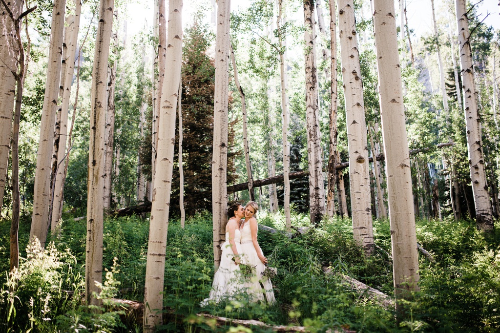 lesbian wedding, offbeat bride, lgbt wedding, gay wedding, two brides, silverpick lodge, durango, julia kinnunen photography, destination wedding, colorado wedding, seattle wedding, wedding photography, bride, newlyweds, portraits, wives, same sex wedding