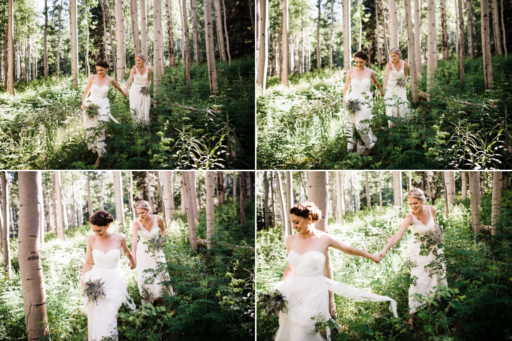 lesbian wedding, offbeat bride, lgbt wedding, gay wedding, two brides, silverpick lodge, durango, julia kinnunen photography, destination wedding, colorado wedding, seattle wedding, wedding photography, bride, newlyweds, portraits, wives, same sex wedding