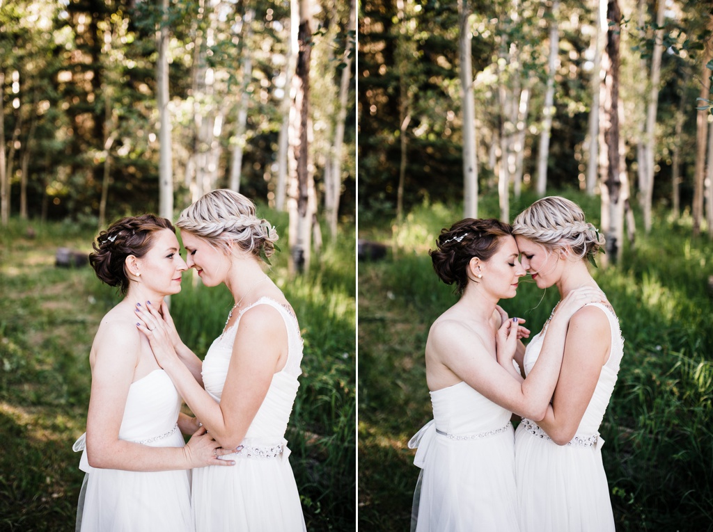 lesbian wedding, offbeat bride, lgbt wedding, gay wedding, two brides, silverpick lodge, durango, julia kinnunen photography, destination wedding, colorado wedding, seattle wedding, wedding photography, bride, newlyweds, portraits, wives, same sex wedding