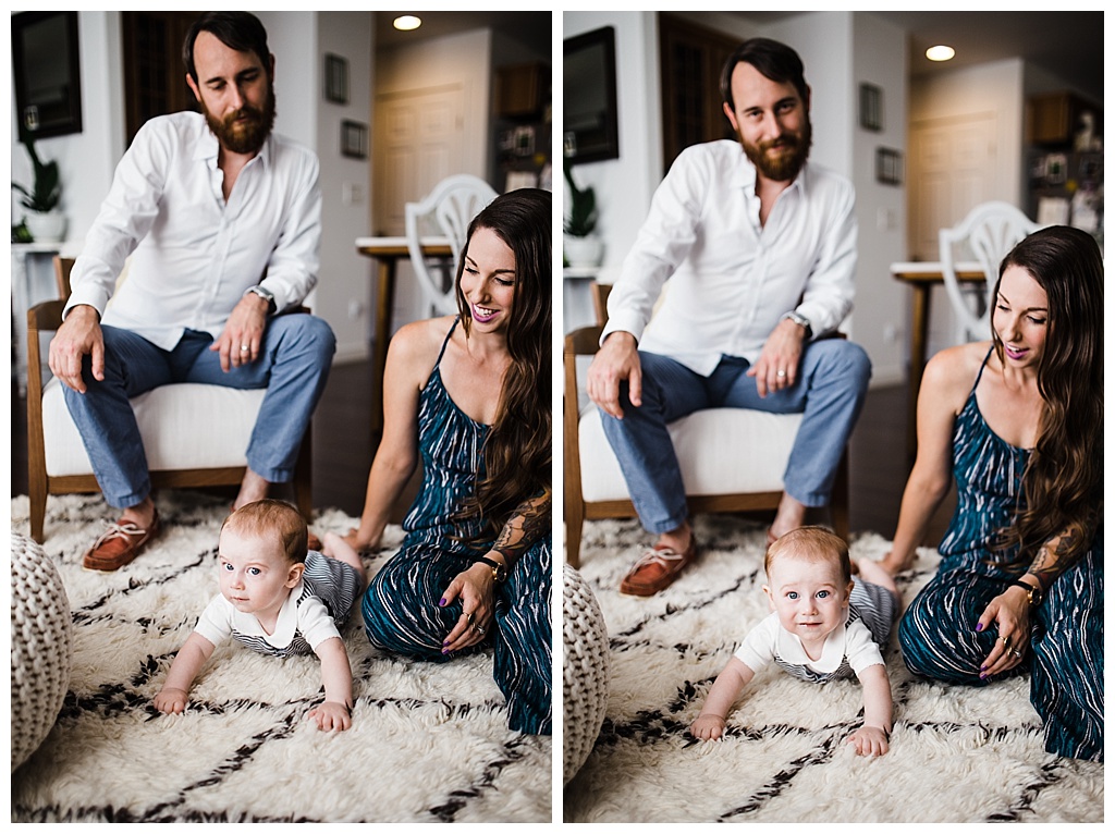 trendy mom, hipster family, julia kinnunen photography, family portraits, summertime, seattle home, tattooed mom, breastfeeding, babies,  couple, family, seattle