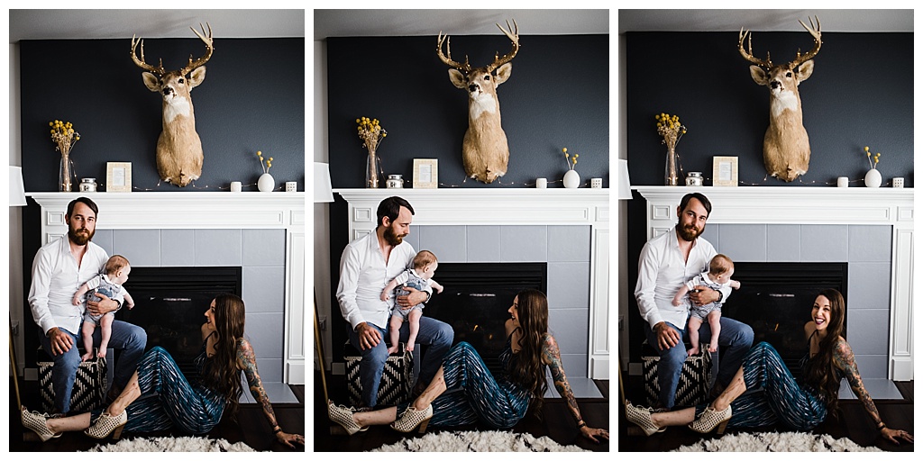 trendy mom, hipster family, julia kinnunen photography, family portraits, summertime, seattle home, tattooed mom, breastfeeding, babies,  couple, family, seattle