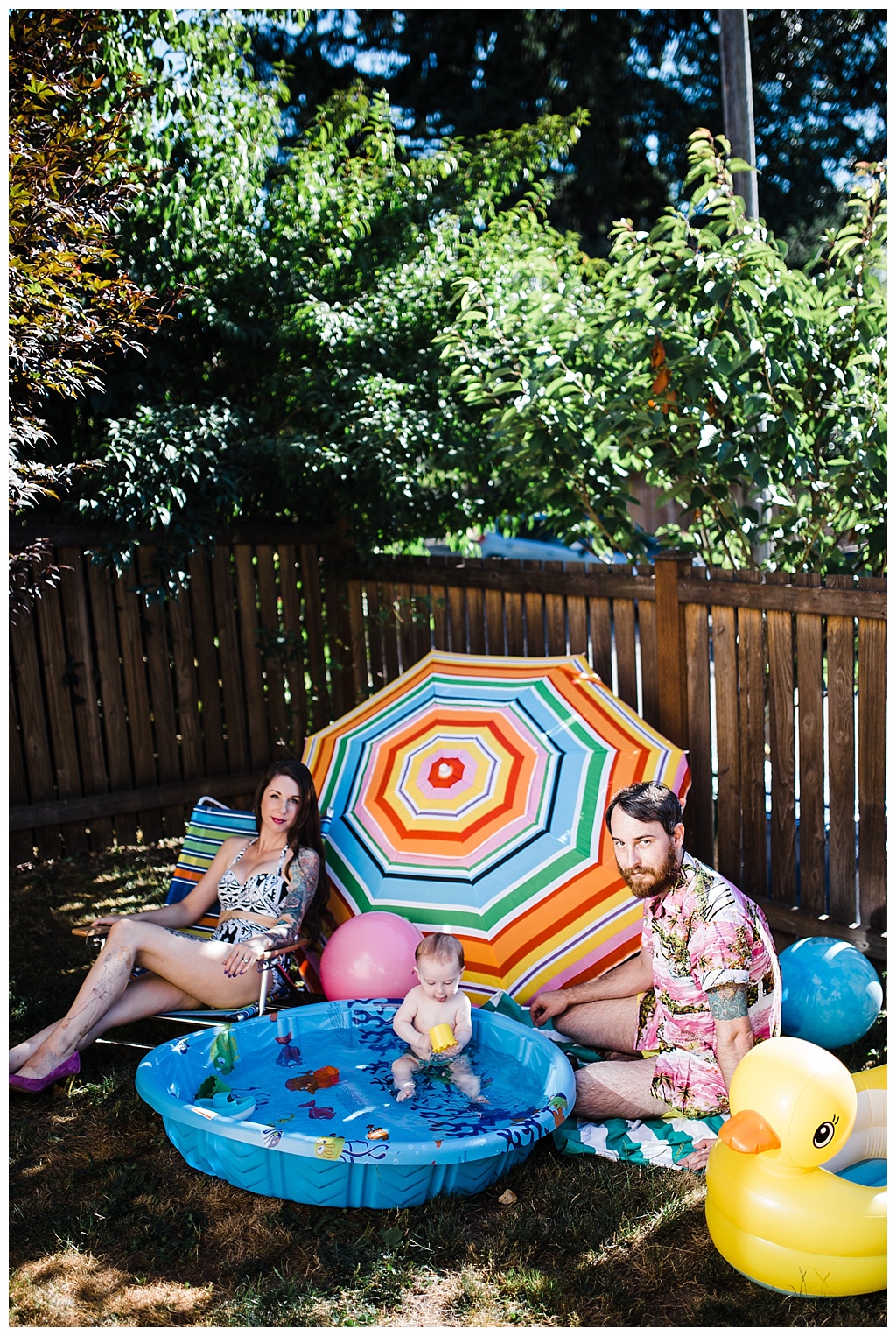 trendy mom, hipster family, julia kinnunen photography, family portraits, summertime, seattle home, tattooed mom, breastfeeding, babies,  couple, family, seattle