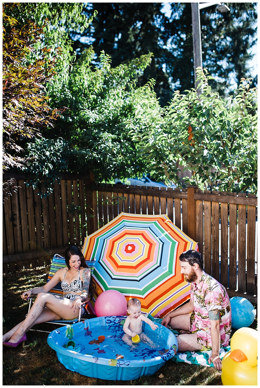 trendy mom, hipster family, julia kinnunen photography, family portraits, summertime, seattle home, tattooed mom, breastfeeding, babies,  couple, family, seattle