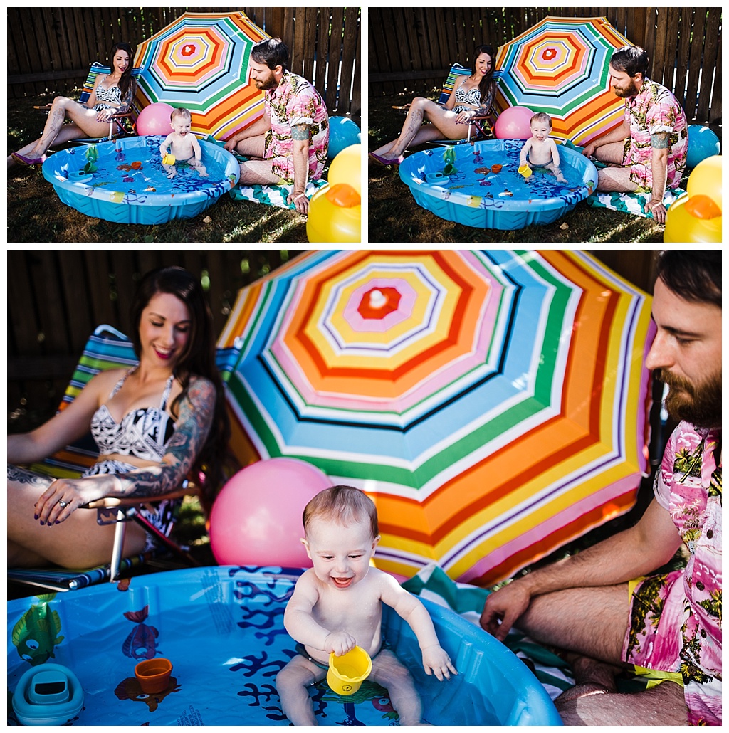 trendy mom, hipster family, julia kinnunen photography, family portraits, summertime, seattle home, tattooed mom, breastfeeding, babies,  couple, family, seattle