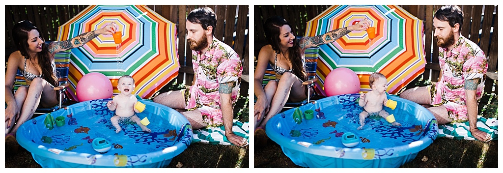 trendy mom, hipster family, julia kinnunen photography, family portraits, summertime, seattle home, tattooed mom, breastfeeding, babies,  couple, family, seattle