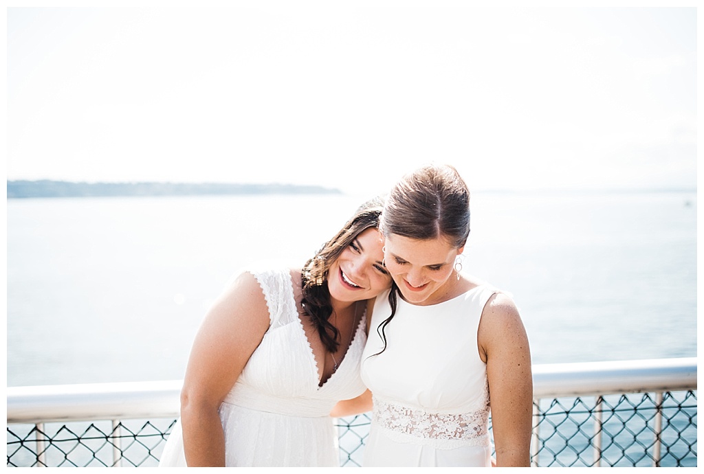 lesbian wedding, offbeat bride, lgbt wedding, gay wedding, two brides, sorrento hotel, boutique hotel wedding, julia kinnunen photography, destination wedding, seattle wedding, wedding photography, bride, newlyweds, same sex wedding, first look, portraits, seattle waterfront, downtown