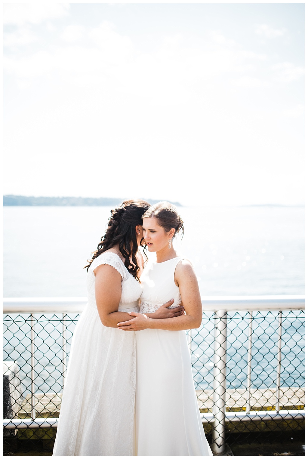 lesbian wedding, offbeat bride, lgbt wedding, gay wedding, two brides, sorrento hotel, boutique hotel wedding, julia kinnunen photography, destination wedding, seattle wedding, wedding photography, bride, newlyweds, same sex wedding, first look, portraits, seattle waterfront, downtown