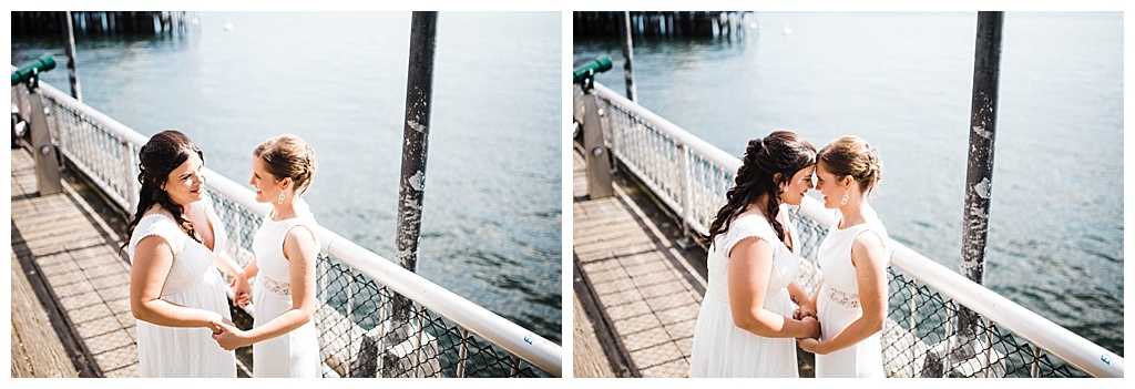 lesbian wedding, offbeat bride, lgbt wedding, gay wedding, two brides, sorrento hotel, boutique hotel wedding, julia kinnunen photography, destination wedding, seattle wedding, wedding photography, bride, newlyweds, same sex wedding, first look, portraits, seattle waterfront, downtown