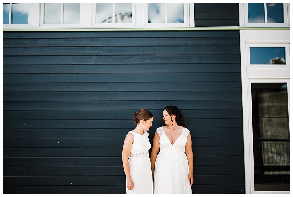 lesbian wedding, offbeat bride, lgbt wedding, gay wedding, two brides, sorrento hotel, boutique hotel wedding, julia kinnunen photography, destination wedding, seattle wedding, wedding photography, bride, newlyweds, same sex wedding, first look, portraits, seattle waterfront, downtown