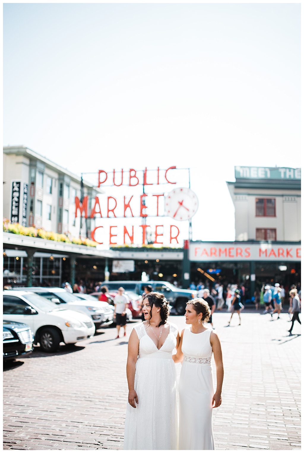 lesbian wedding, offbeat bride, lgbt wedding, gay wedding, two brides, sorrento hotel, boutique hotel wedding, julia kinnunen photography, destination wedding, seattle wedding, wedding photography, bride, newlyweds, same sex wedding, first look, portraits, pike place market