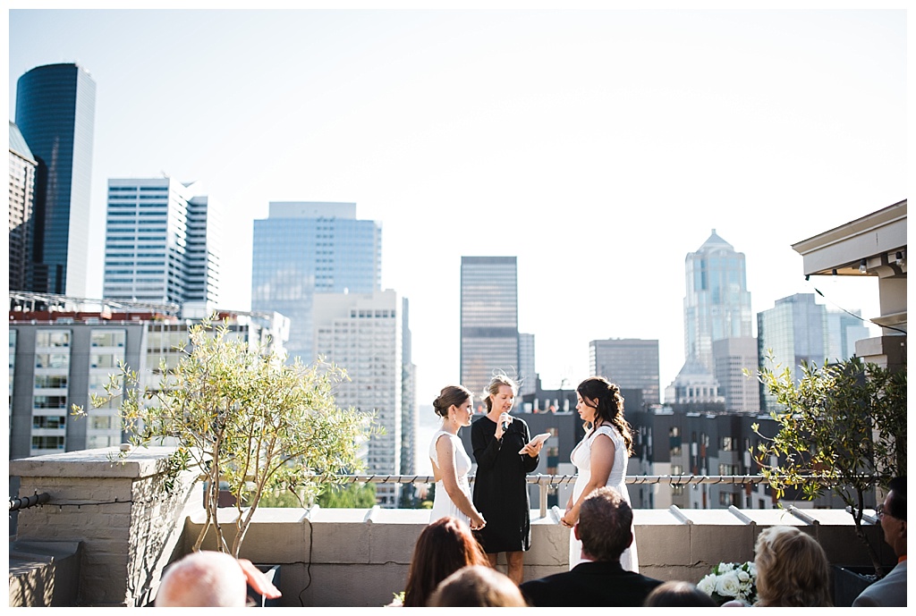 lesbian wedding, offbeat bride, lgbt wedding, gay wedding, two brides, sorrento hotel, boutique hotel wedding, julia kinnunen photography, destination wedding, seattle wedding, wedding photography, bride, newlyweds, same sex wedding, ceremony