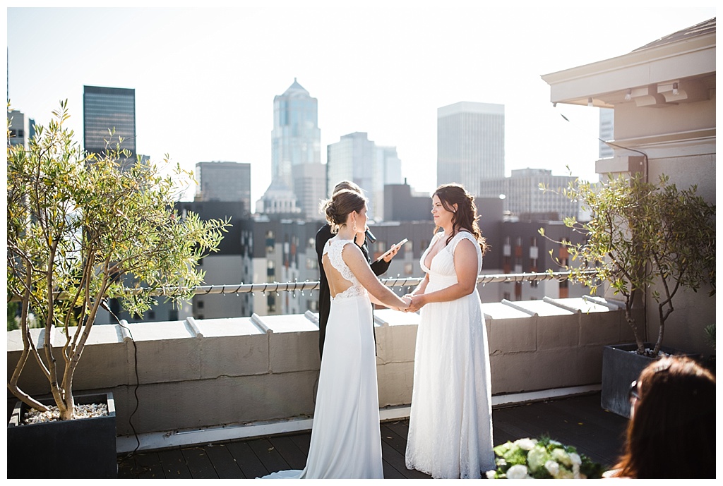 lesbian wedding, offbeat bride, lgbt wedding, gay wedding, two brides, sorrento hotel, boutique hotel wedding, julia kinnunen photography, destination wedding, seattle wedding, wedding photography, bride, newlyweds, same sex wedding, ceremony