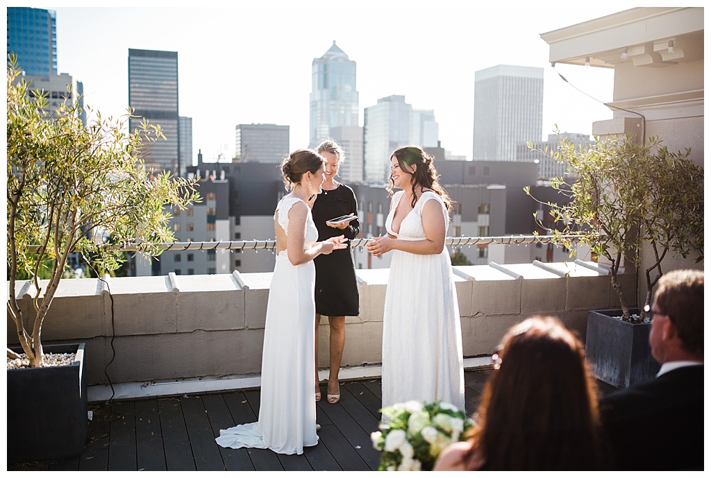 lesbian wedding, offbeat bride, lgbt wedding, gay wedding, two brides, sorrento hotel, boutique hotel wedding, julia kinnunen photography, destination wedding, seattle wedding, wedding photography, bride, newlyweds, same sex wedding, ceremony