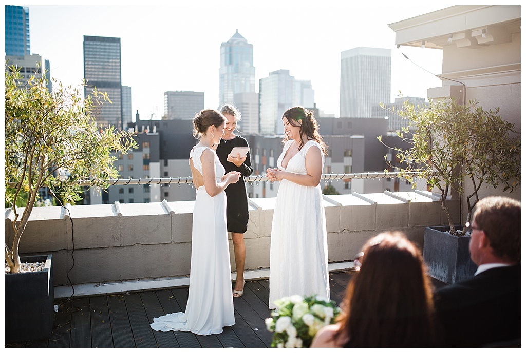 lesbian wedding, offbeat bride, lgbt wedding, gay wedding, two brides, sorrento hotel, boutique hotel wedding, julia kinnunen photography, destination wedding, seattle wedding, wedding photography, bride, newlyweds, same sex wedding, ceremony