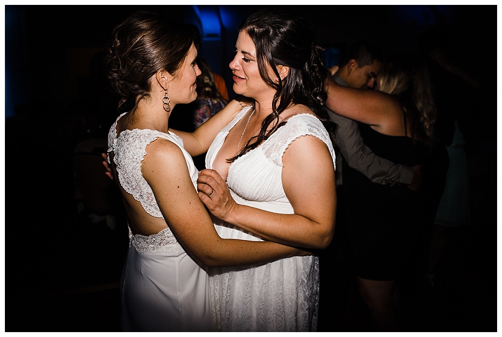 lesbian wedding, offbeat bride, lgbt wedding, gay wedding, two brides, sorrento hotel, boutique hotel wedding, julia kinnunen photography, destination wedding, seattle wedding, wedding photography, bride, newlyweds, same sex wedding, reception, dance party