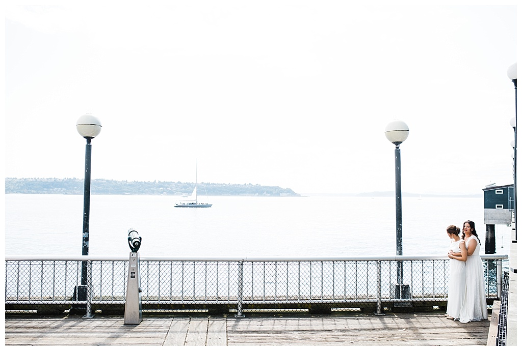 lesbian wedding, offbeat bride, lgbt wedding, gay wedding, two brides, sorrento hotel, boutique hotel wedding, julia kinnunen photography, destination wedding, seattle wedding, wedding photography, bride, newlyweds, same sex wedding, first look, portraits, seattle waterfront, downtown