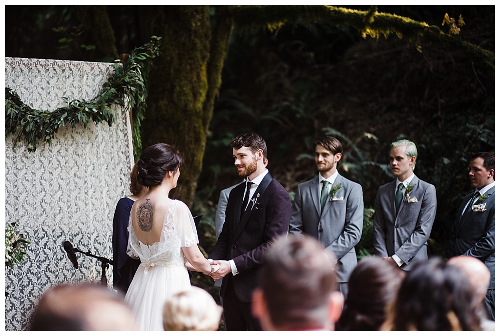 offbeat bride, treehouse point, julia kinnunen photography, destination wedding, seattle wedding, wedding photography, bride, groom, adventure seekers, newlyweds, northwest washington wedding, elopement, intimate wedding, diy wedding, ceremony