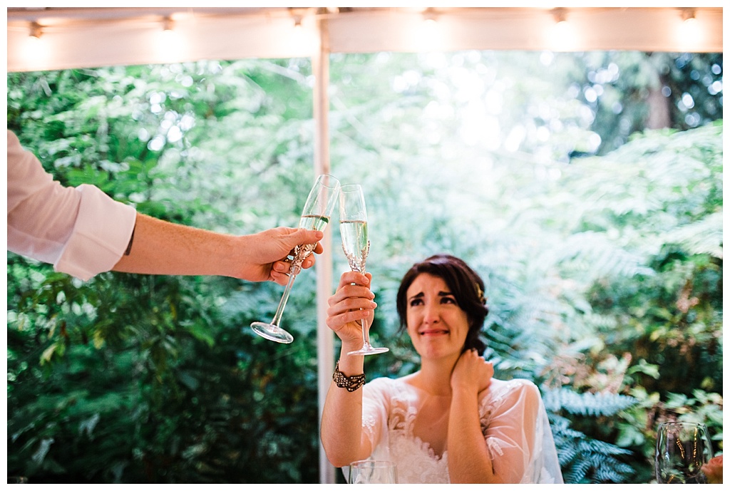 offbeat bride, treehouse point, julia kinnunen photography, destination wedding, seattle wedding, wedding photography, bride, groom, adventure seekers, newlyweds, northwest washington wedding, elopement, intimate wedding, diy wedding, reception, toasts