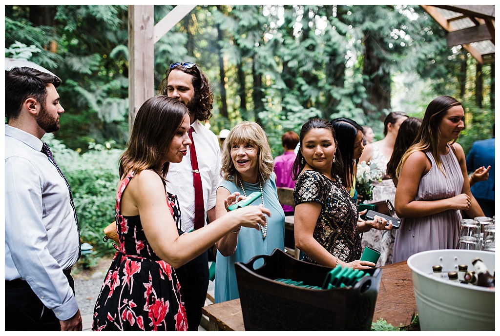 offbeat bride, treehouse point, julia kinnunen photography, destination wedding, seattle wedding, wedding photography, bride, groom, adventure seekers, newlyweds, northwest washington wedding, elopement, intimate wedding, diy wedding, cocktail hour, reception