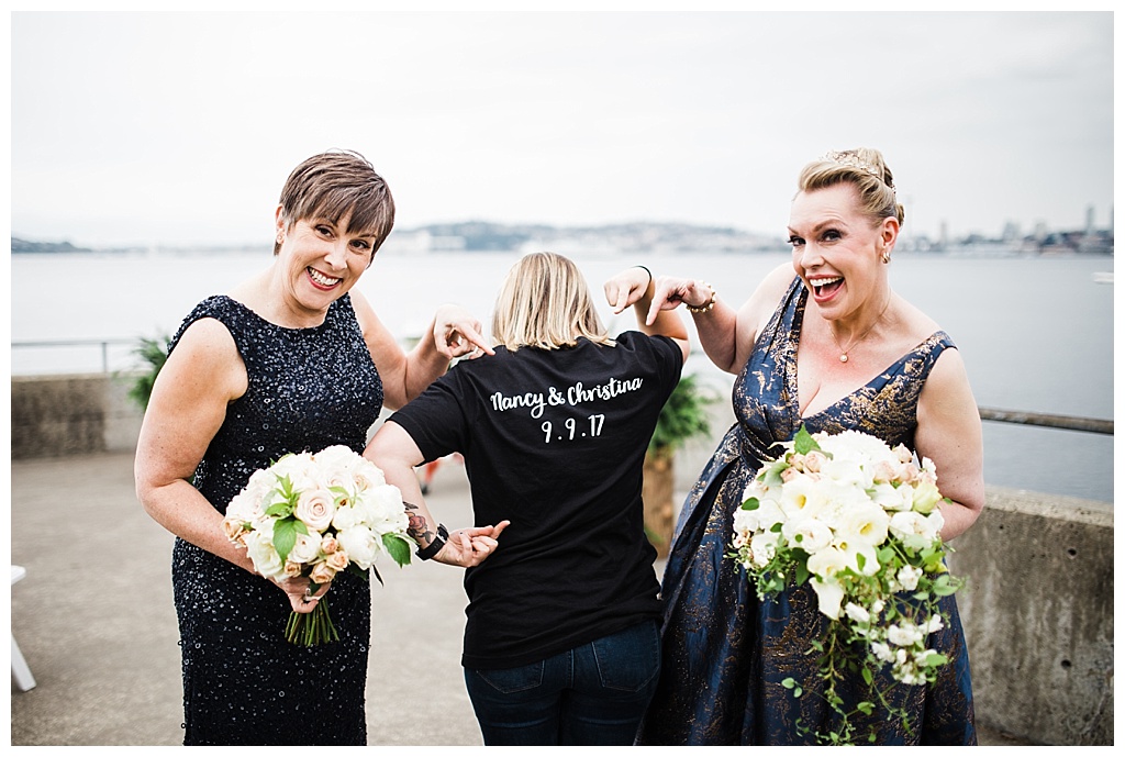 lesbian wedding, offbeat bride, lgbt wedding, gay wedding, two brides, alki beach, salty's on alki wedding, julia kinnunen photography, destination wedding, seattle wedding, wedding photography, bride, newlyweds, same sex wedding, first look, portraits