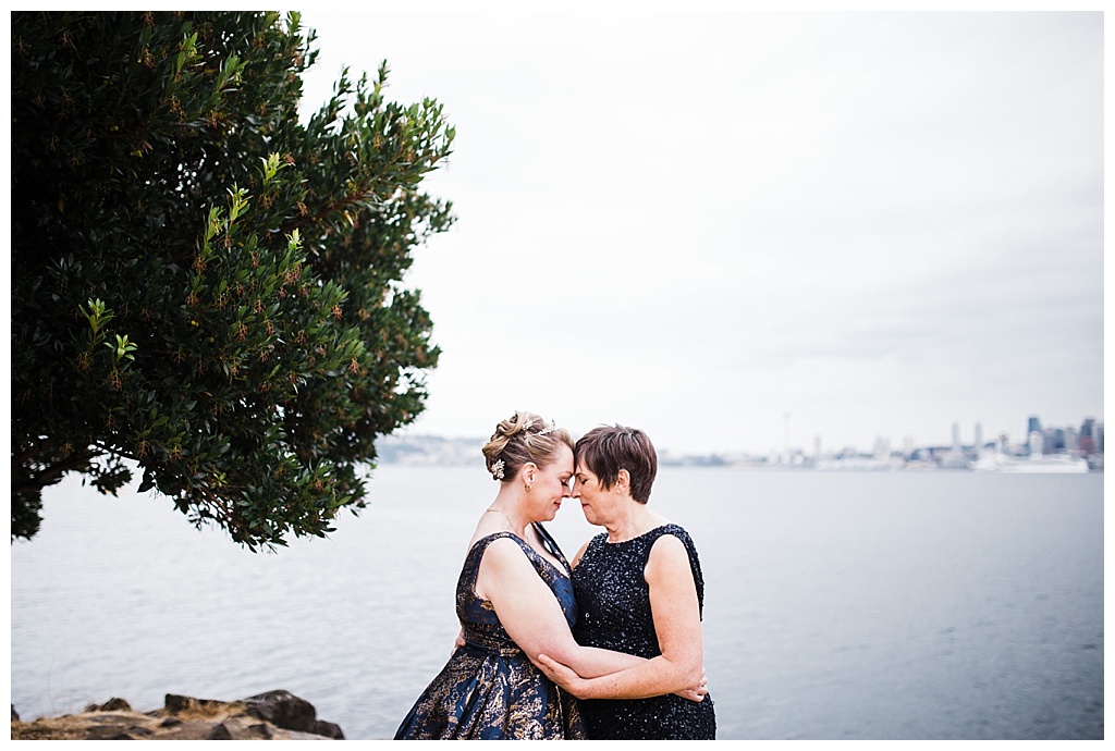 lesbian wedding, offbeat bride, lgbt wedding, gay wedding, two brides, alki beach, salty's on alki wedding, julia kinnunen photography, destination wedding, seattle wedding, wedding photography, bride, newlyweds, same sex wedding, first look, portraits