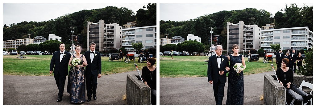 lesbian wedding, offbeat bride, lgbt wedding, gay wedding, two brides, alki beach, salty's on alki wedding, julia kinnunen photography, destination wedding, seattle wedding, wedding photography, bride, newlyweds, same sex wedding, ceremony, wedding with a view