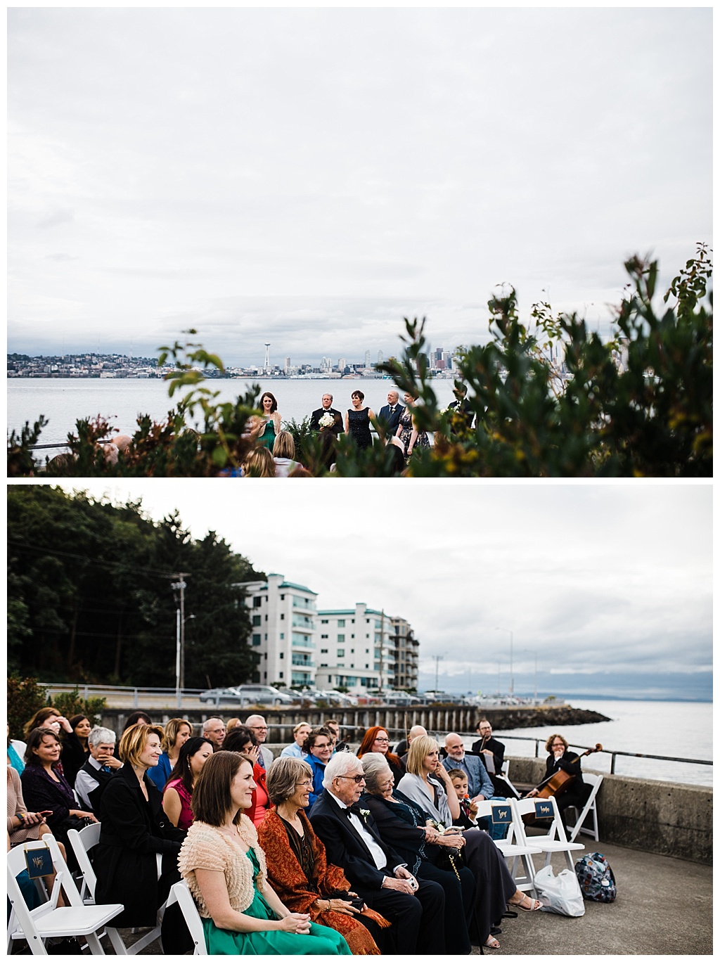 lesbian wedding, offbeat bride, lgbt wedding, gay wedding, two brides, alki beach, salty's on alki wedding, julia kinnunen photography, destination wedding, seattle wedding, wedding photography, bride, newlyweds, same sex wedding, ceremony, wedding with a view