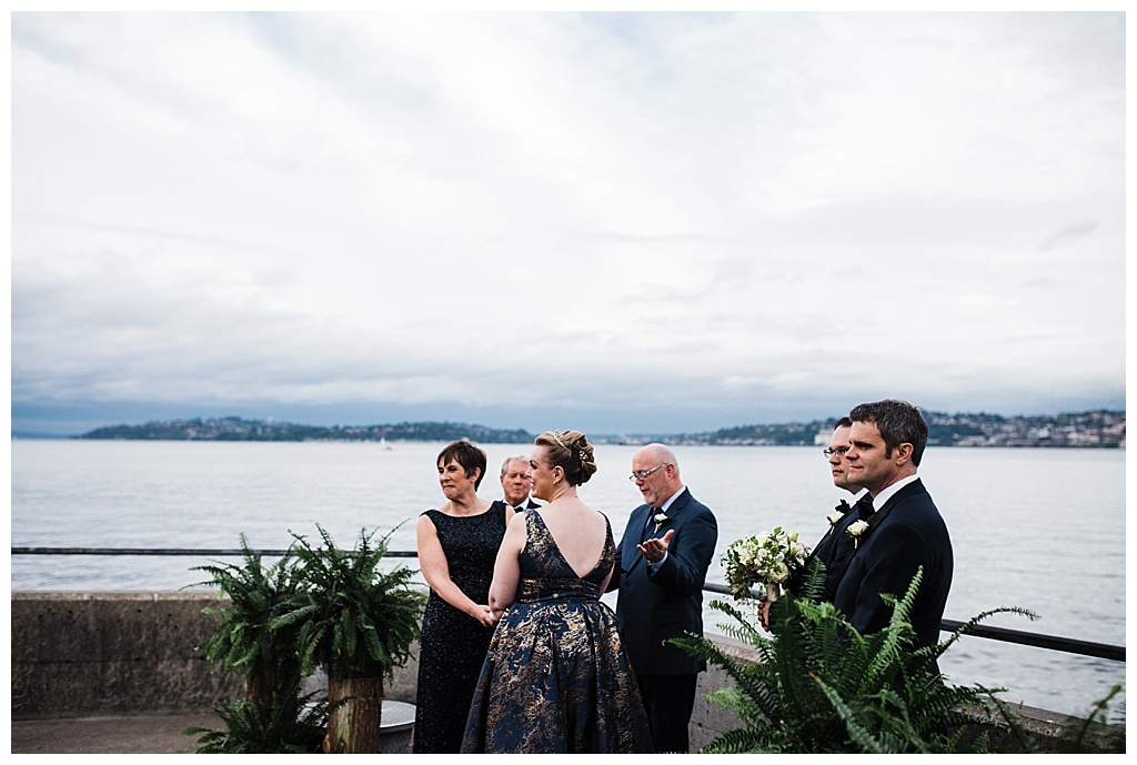 lesbian wedding, offbeat bride, lgbt wedding, gay wedding, two brides, alki beach, salty's on alki wedding, julia kinnunen photography, destination wedding, seattle wedding, wedding photography, bride, newlyweds, same sex wedding, ceremony, wedding with a view