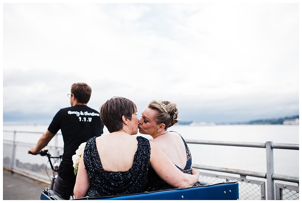 lesbian wedding, offbeat bride, lgbt wedding, gay wedding, two brides, alki beach, salty's on alki wedding, julia kinnunen photography, destination wedding, seattle wedding, wedding photography, bride, newlyweds, same sex wedding, portraits