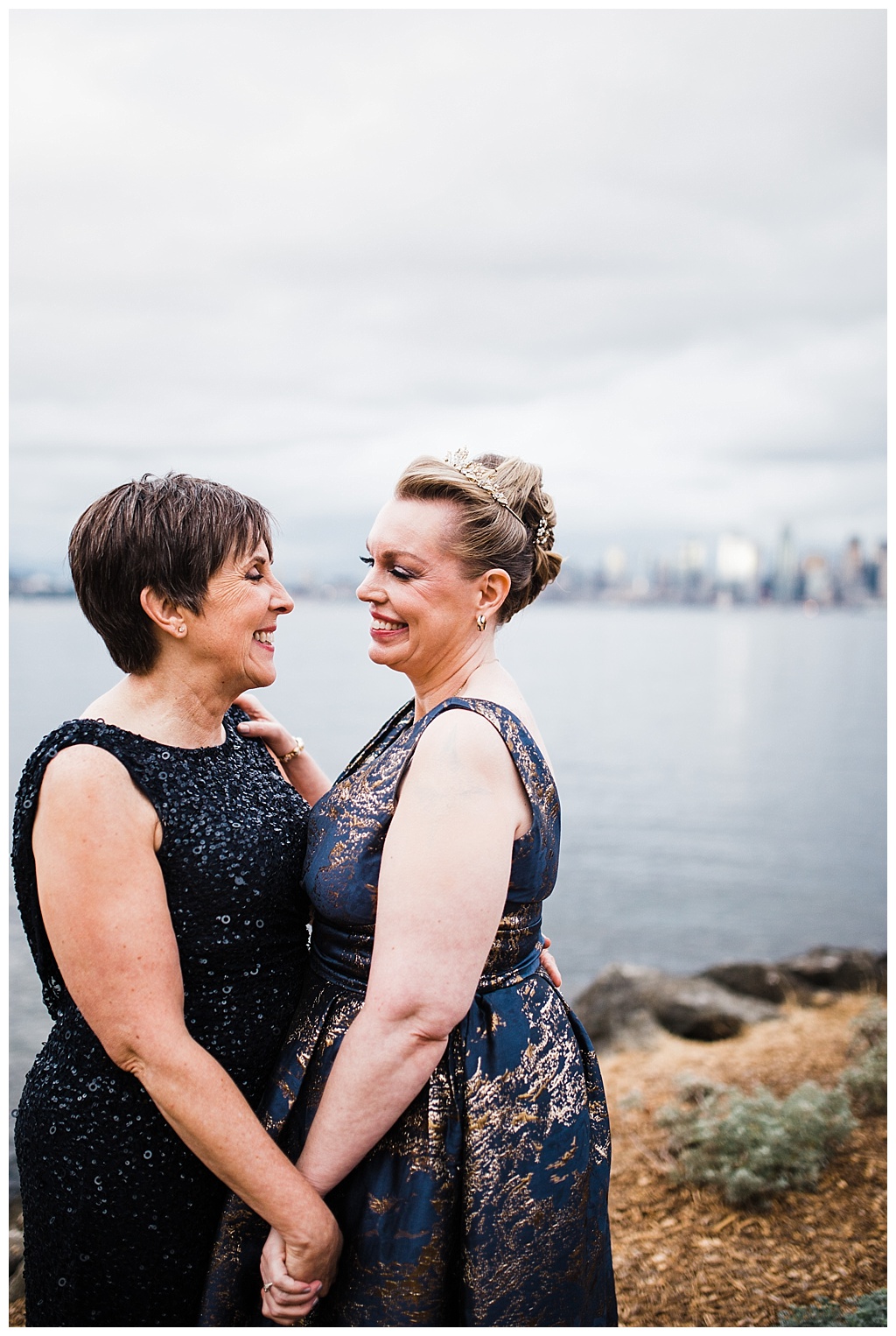 lesbian wedding, offbeat bride, lgbt wedding, gay wedding, two brides, alki beach, salty's on alki wedding, julia kinnunen photography, destination wedding, seattle wedding, wedding photography, bride, newlyweds, same sex wedding, portraits