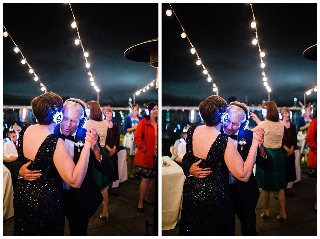 lesbian wedding, offbeat bride, lgbt wedding, gay wedding, two brides, alki beach, salty's on alki wedding, julia kinnunen photography, destination wedding, seattle wedding, wedding photography, bride, newlyweds, same sex wedding, reception, silent disco, dance party