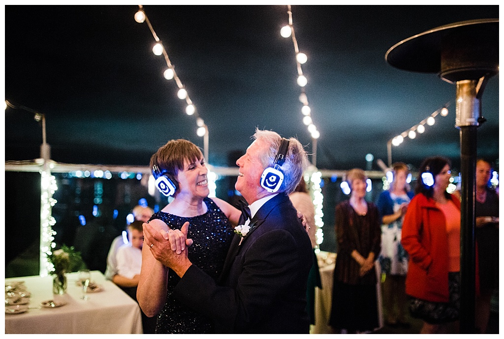 lesbian wedding, offbeat bride, lgbt wedding, gay wedding, two brides, alki beach, salty's on alki wedding, julia kinnunen photography, destination wedding, seattle wedding, wedding photography, bride, newlyweds, same sex wedding, reception, silent disco, dance party