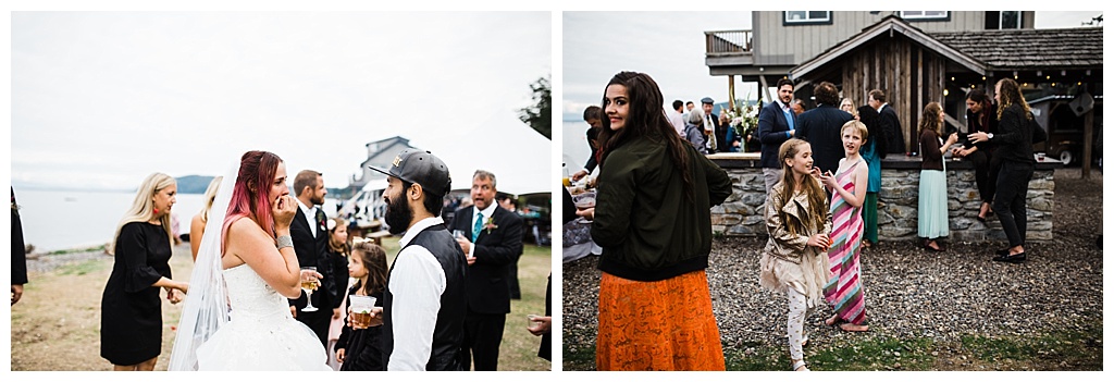 offbeat bride, guemes island resort, julia kinnunen photography, destination wedding, seattle wedding, wedding photography, bride, groom, adventure seekers, newlyweds, northwest washington wedding, elopement, intimate wedding, details, reception, cocktail hour